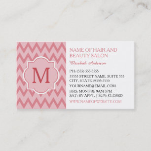 Trendy Pink Zickzack Zigzag Monogram Beauty Salon Visitenkarte