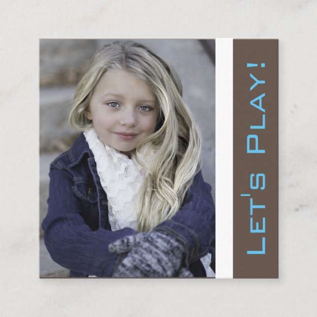 Trendy Playdate Card mit Foto Quadratische Visitenkarte (Vorderseite)
