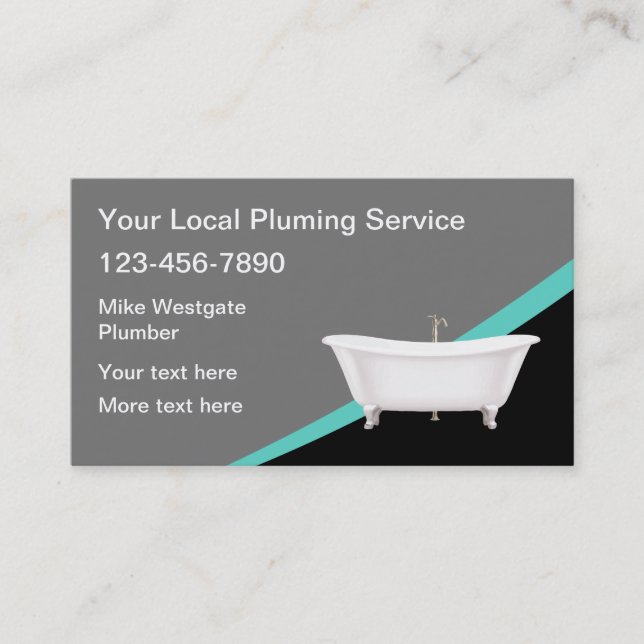 Trendy Plumber Business Cards Visitenkarte (Vorderseite)