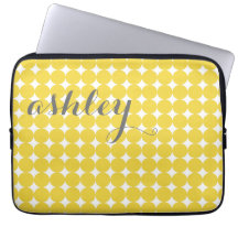 Trendy Polka Dot Pattern mit Namen - gelb grau