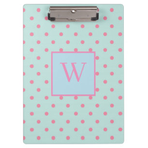 Trendy Polka Dots Monogram Klemmbrett