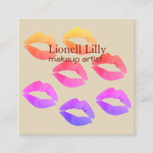 Trendy Pop Makeup Artist Square Business Card Quadratische Visitenkarte