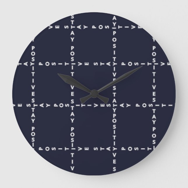 Trendy "Positive" Muster, Gitter Karo. Große Wanduhr (Vorderseite)