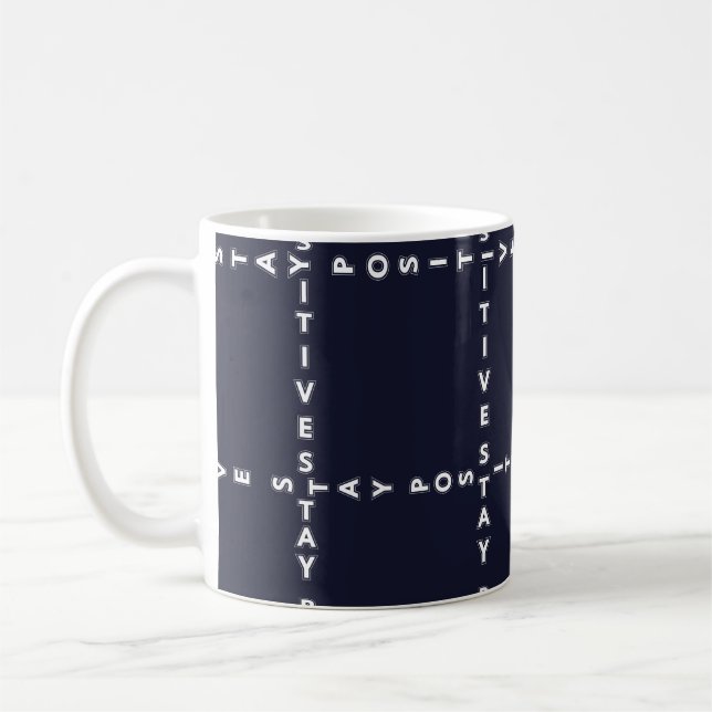 Trendy "Positive" Muster, Gitter Karo. Kaffeetasse (Links)