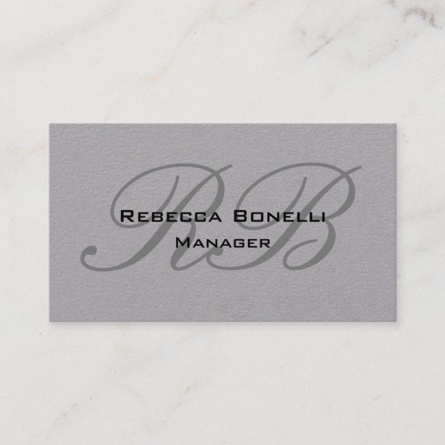 Trendy Premium Gray Monogram Minimalistisch Visitenkarte (Vorderseite)