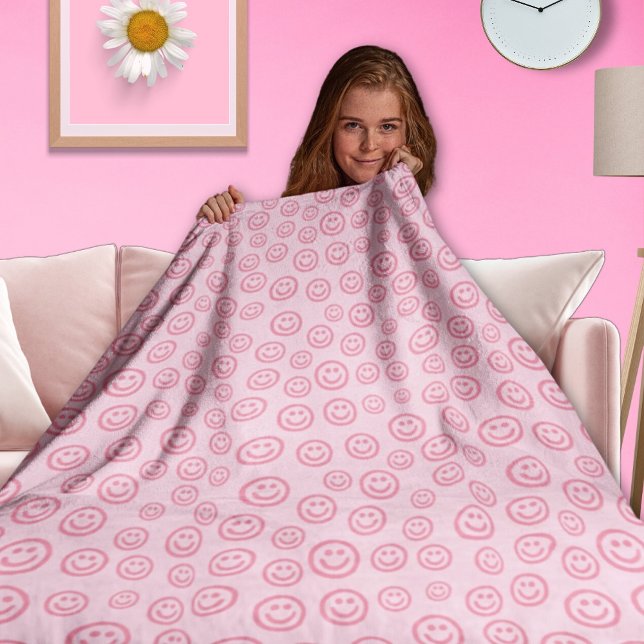 Trendy Preppy Smile Face Blanket Fleecedecke (Von Creator hochgeladen)