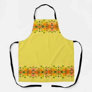 Trendy Pretty Yellow with Orange Floral Modern Schürze