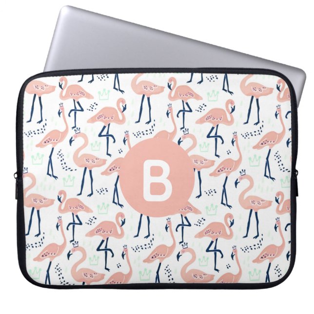 Trendy Princess Flamingo Muster Monogram Pink Laptopschutzhülle (Vorderseite)