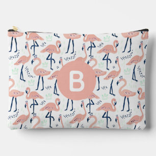 Trendy Princess Flamingo Muster Monogram Pink Zubehörtasche