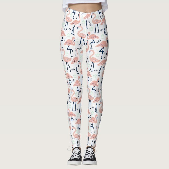 Trendy Princess Flamingo Pattern Leggings (Vorderseite)