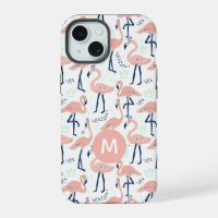Trendy Princess Flamingo Pattern Monogram