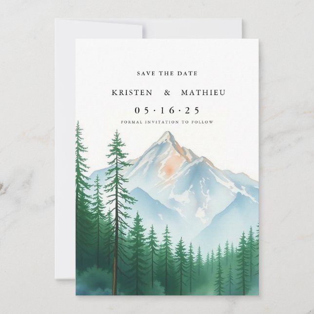 Trendy Printable Mountain Save The Date (Vorderseite)