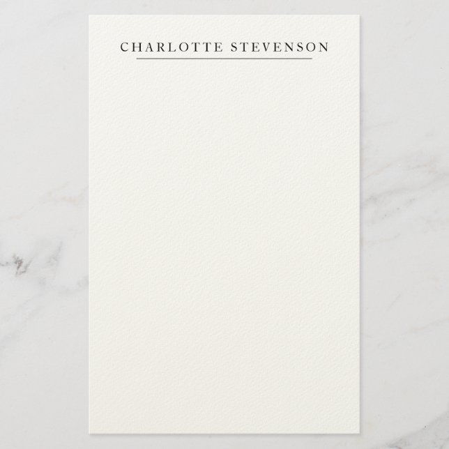 Trendy Professional Plain Simple Minimalist Name Briefpapier (Vorderseite)