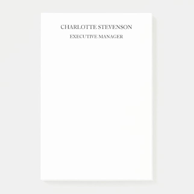 Trendy Professional White Plain Simple Minimalist Post-it Klebezettel (Vorderseite)