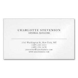 Trendy Professionell Weiß Schlicht Minimalistisch Magnetische Visitenkarte