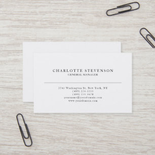 Trendy Professionell Weiße Schlichte Minimalistisc Visitenkarte