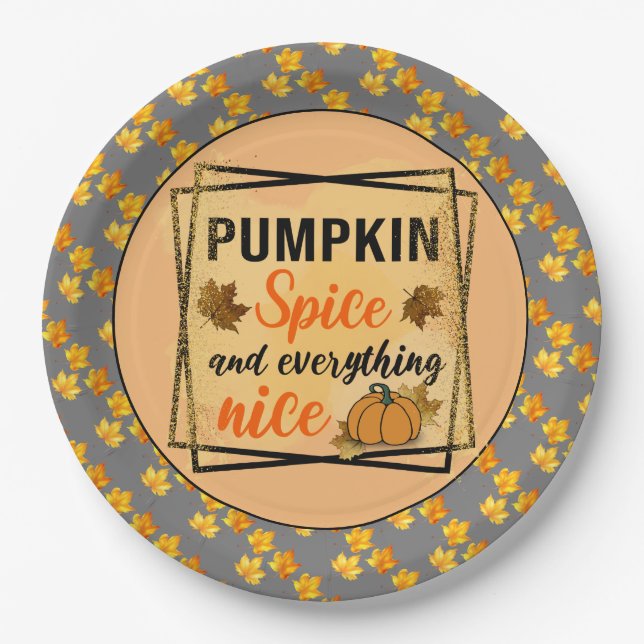 Trendy Pumpkin Spice Elegante Pappteller (Vorderseite)