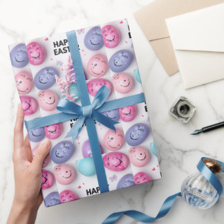 Trendy Purple and Pink Easter Eggs wrapping paper Geschenkpapier