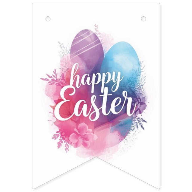 Trendy Purple and Pink Easter Eggs wrapping paper  Wimpelkette (Erste Fahne)