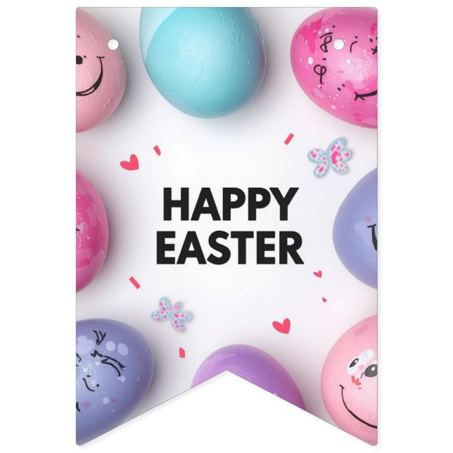 Trendy Purple and Pink Easter Eggs wrapping paper  Wimpelkette (Erste Fahne)