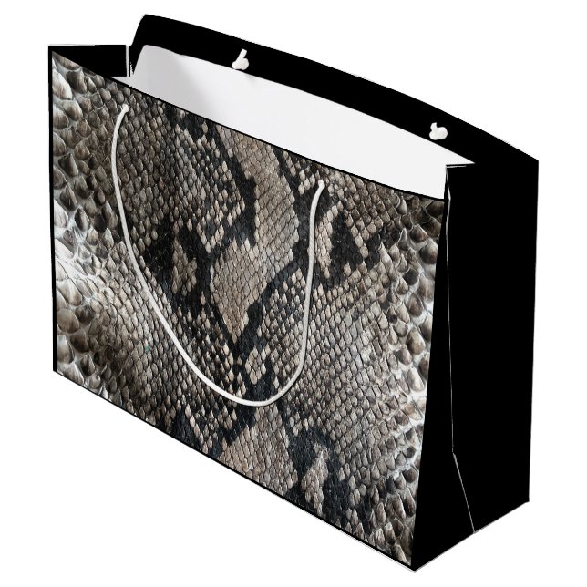 Trendy Python Snake Skin - Rich Elegant Fashion Große Geschenktüte (Rückseite Schrägansicht)