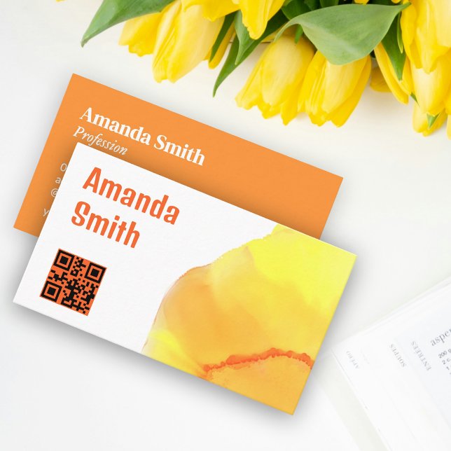 Trendy QR Code coole abstrakte Lichtfarben Visitenkarte (Artsy design for QR code Business Card - Abstract illustration and light colors)