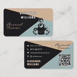 Trendy QRcode Charcoal Sand Aquamarin Personal Tra Visitenkarte