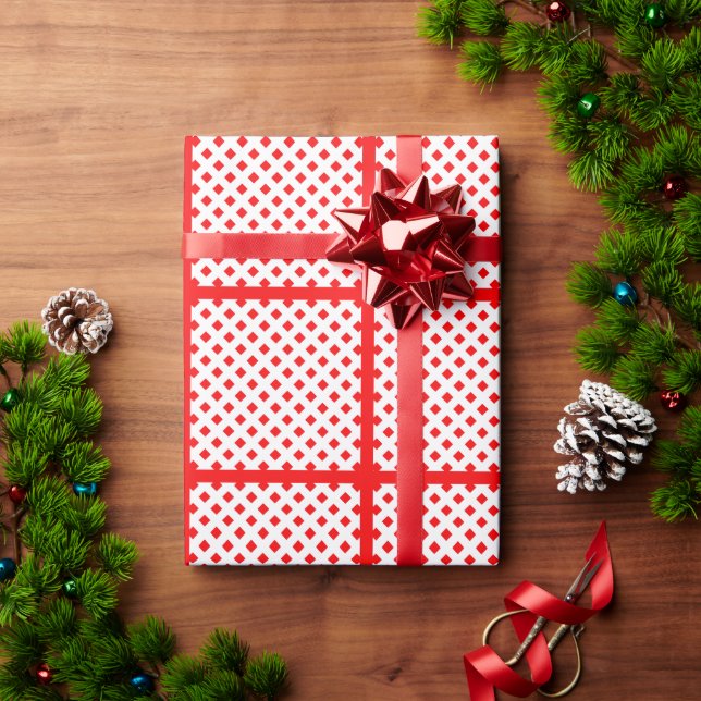 TRENDY QUADRATISCHE ROTE UMVERPACKUNG GESCHENKPAPIER (Feiertagsgeschenk)