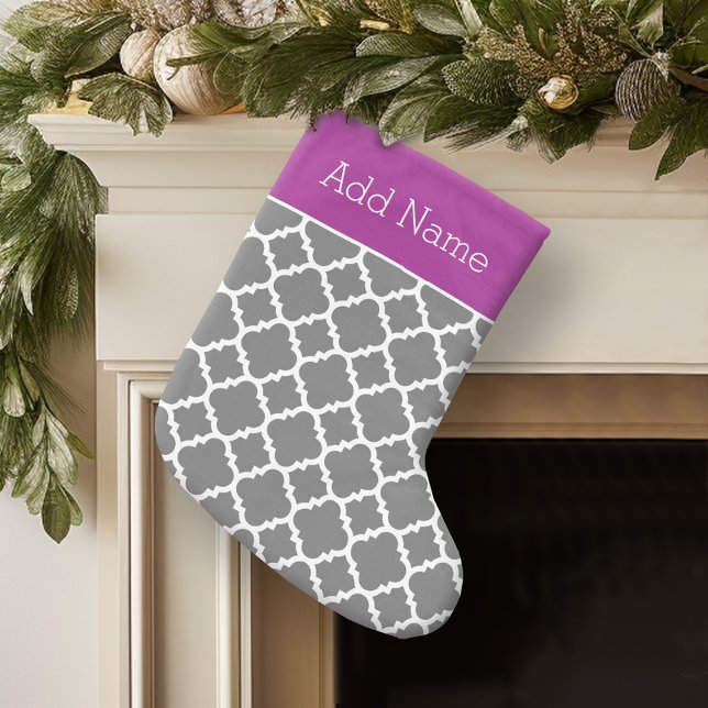 Trendy Quatrefolienmuster Personalisierter Name Kleiner Weihnachtsstrumpf (Personalized Christmas Stocking)