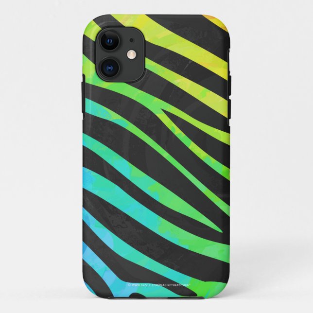 Trendy Rainbow and Black Zebra Animal Print on ele Case-Mate iPhone Hülle (Rückseite)