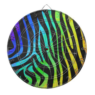 Trendy Rainbow and Black Zebra Animal Print on ele Dartscheibe