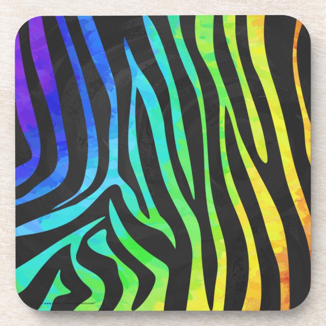 Trendy Rainbow and Black Zebra Animal Print on ele Getränkeuntersetzer (Vorderseite)