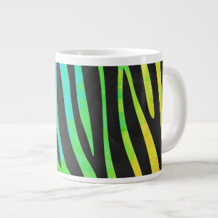 Trendy Rainbow and Black Zebra Animal Print on ele Jumbo-Tasse