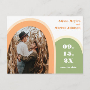 Trendy Rainbow Boho Save the Date Green Postkarte