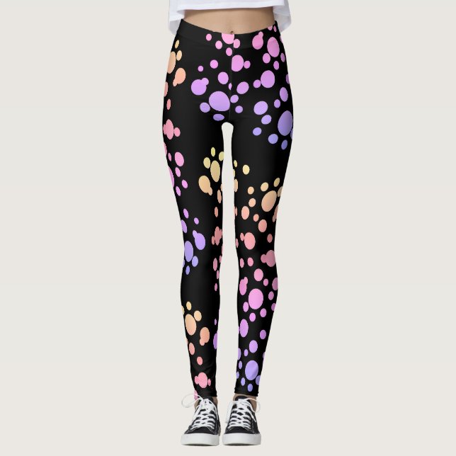 Trendy Rainbow Dots on Black - Leggings (Vorderseite)