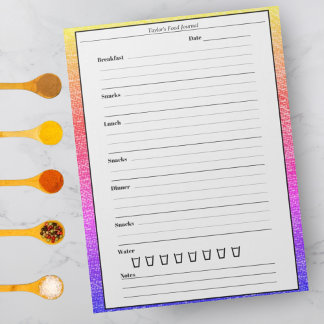 Trendy Rainbow Food Journal Easy Daily Meal Diary Notizblock