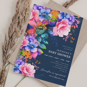 Trendy Rainbow Garden Floral Baby Shownacht Einladung
