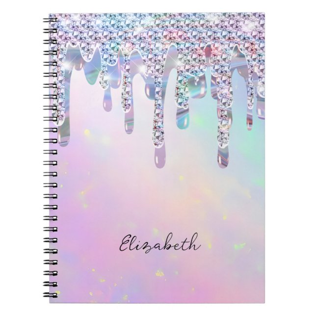 Trendy Rainbow Glitter Drips Holographic Notizblock (Vorderseite)