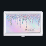 Trendy Rainbow Glitter Drips Holographic Visitenkarten Dose<br><div class="desc">Modern glitter drips on a holographic background. An elegant and sophisticated design.The perfect romantic gift idea for her on any occasion.</div>