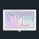 Trendy Rainbow Glitter Drips Holographic Visitenkarten Dose<br><div class="desc">Modern glitter drips on a holographic background. An elegant and sophisticated design.The perfect romantic gift idea for her on any occasion.</div>