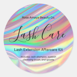 Trendy Rainbow Lash Extension Aftercare Kit Label Runder Aufkleber