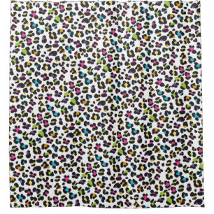 Trendy Rainbow Leopard Print Pattern Duschvorhang