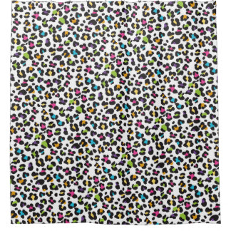 Trendy Rainbow Leopard Print Pattern Duschvorhang