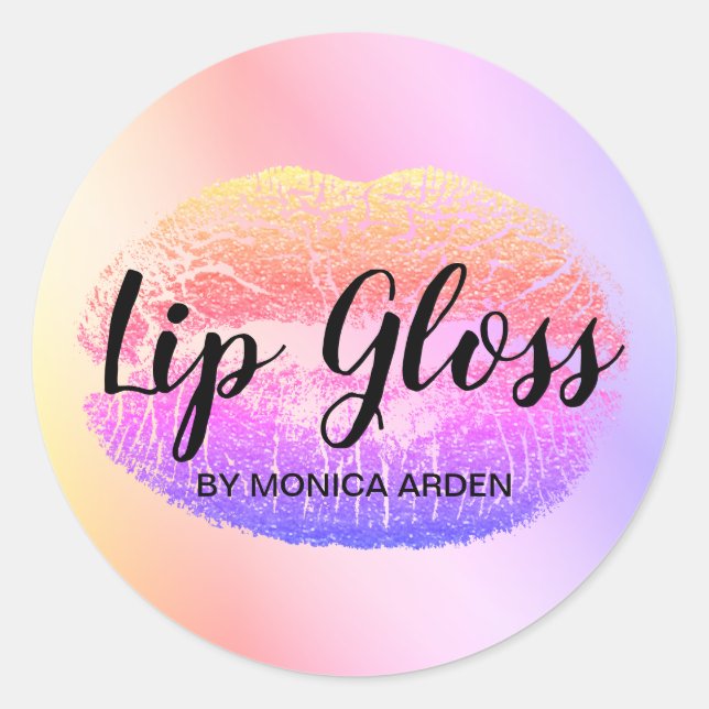 Trendy Rainbow Lip Gloss Business Sticker (Vorderseite)