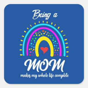 TRENDY RAINBOW MUTTERTAGSGESCHENK FÜR MAMA QUADRATISCHER AUFKLEBER