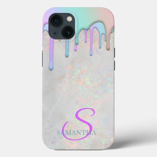 Trendy Rainbow Tropfens Holographic Opal Case-Mate iPhone Hülle (Rückseite)