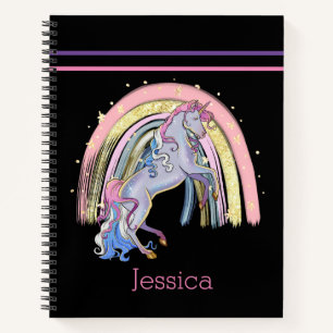 Trendy Rainbow Unicorn Pink Lila Notizbuch