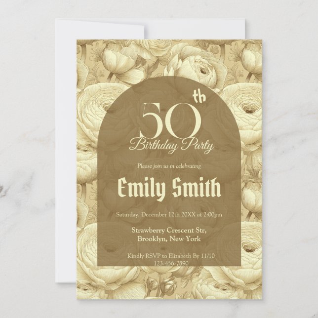 Trendy Ranunculus Luxury Nature-Inspired Parties Einladung (Vorderseite)