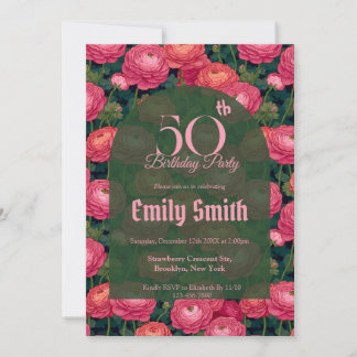 Trendy Ranunculus Sparkle 70Th Birthday Einladung