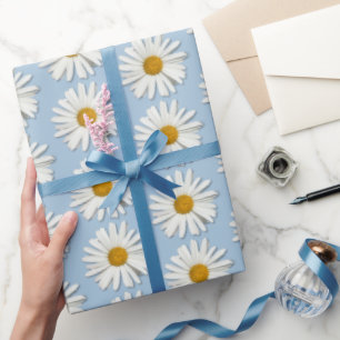 Trendy Real Daisy Blume - Wedding Blue Fashion Geschenkpapier